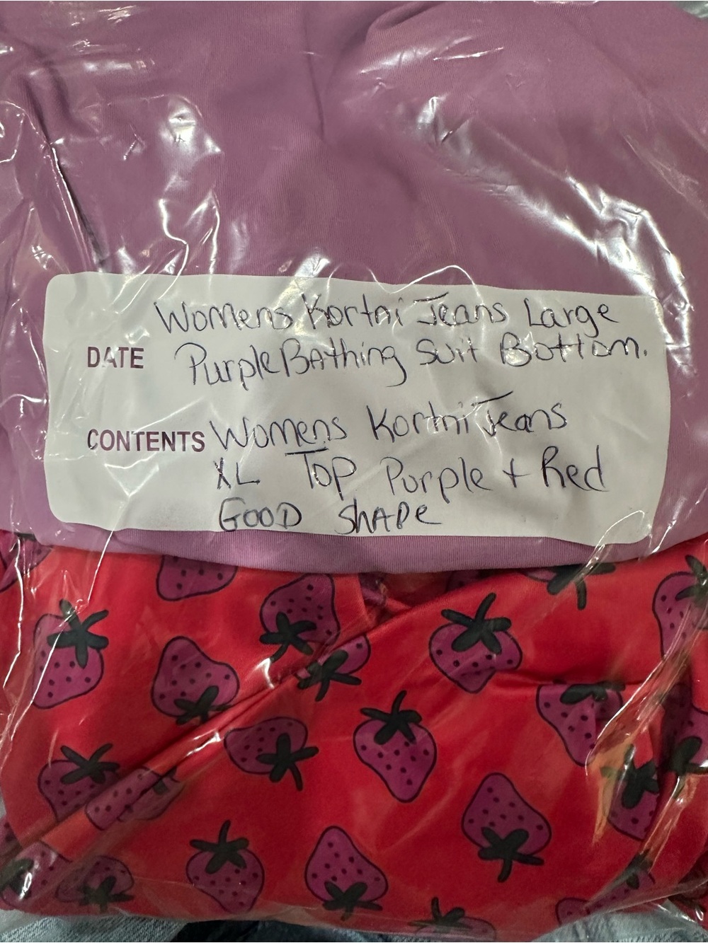 Kortni Jeane 2 piece bathing suit swim bikini summer set LG/XL strawberry prin - Picture 4 of 4